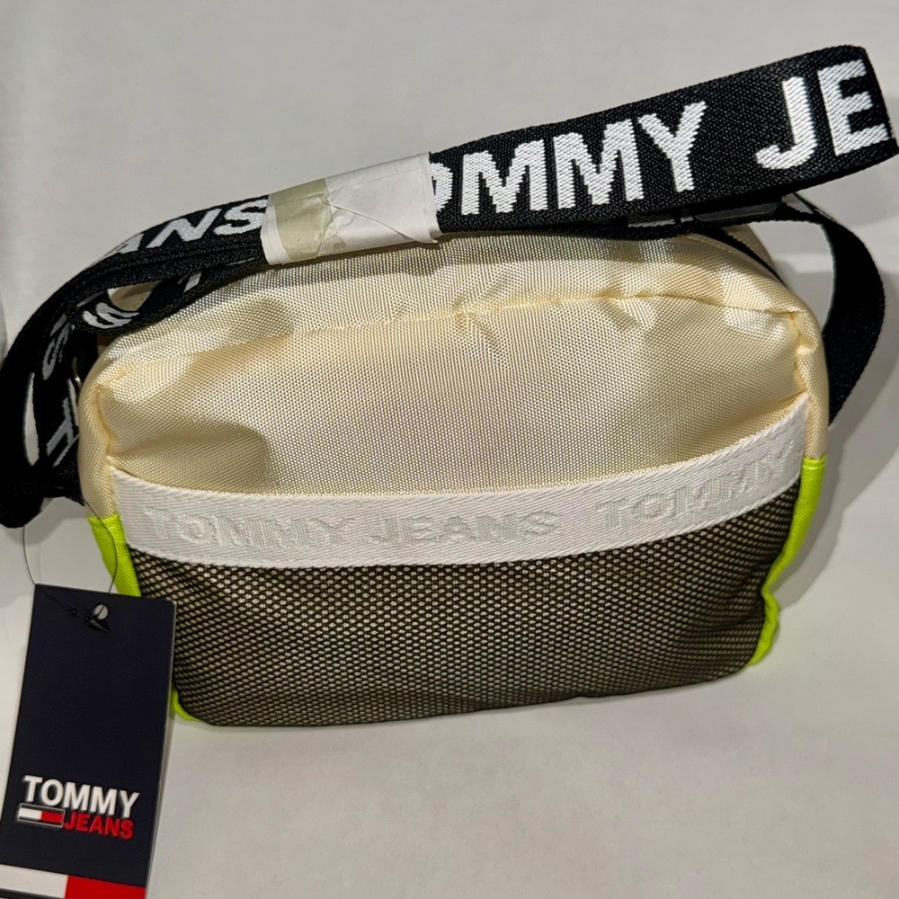 Tommy Hilfiger Black and Cream Messenger bag with adjustable strap